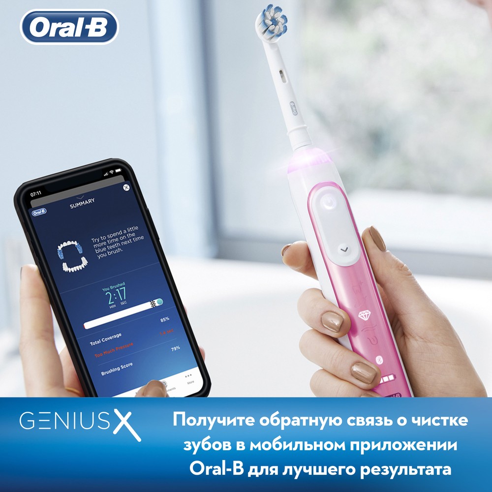 Электрическая зубная щетка Oral-B Genius X 20000N D706.515.6X (розовый)